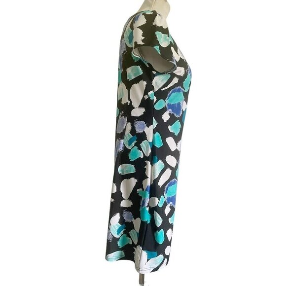 Aryeh Size Small Dress Short Sleeve Colorful Blue Nylon Spandex - Picture 3 of 7